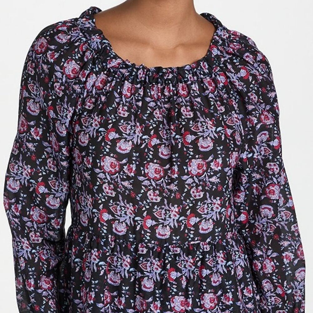Xirena Black floral Mini dress size XL NWT